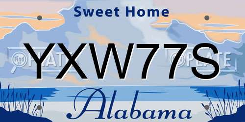YXW77S Alabama License Plate