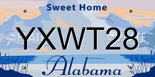 YXWT28 Alabama License Plate