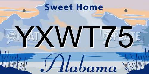 YXWT75 Alabama License Plate