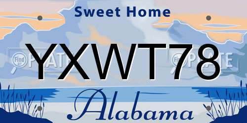 YXWT78 Alabama License Plate