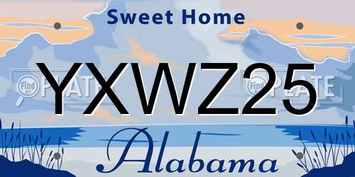 YXWZ25 Alabama License Plate