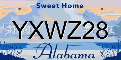 YXWZ28 Alabama License Plate