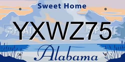 YXWZ75 Alabama License Plate