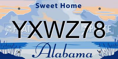 YXWZ78 Alabama License Plate