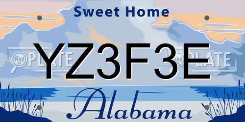 YZ3F3E Alabama License Plate