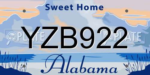 YZB922 Alabama License Plate