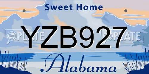 YZB927 Alabama License Plate