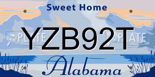 YZB92T Alabama License Plate