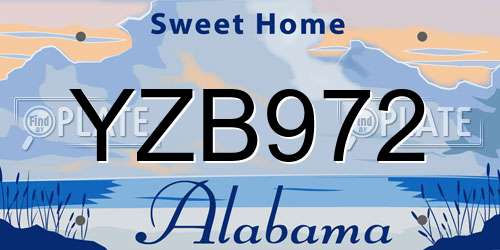 YZB972 Alabama License Plate