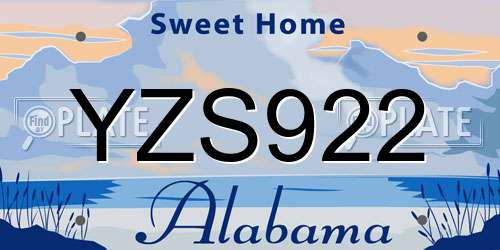 YZS922 Alabama License Plate