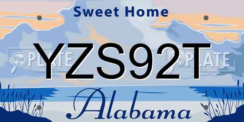 YZS92T Alabama License Plate