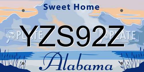 YZS92Z Alabama License Plate