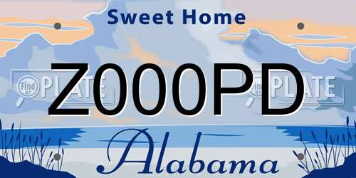 Z000PD Alabama License Plate