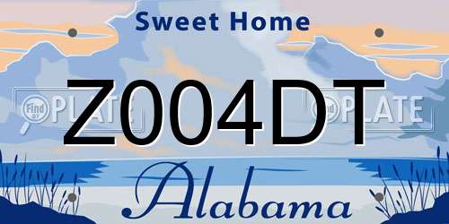 Z004DT Alabama License Plate