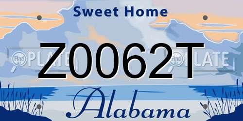 Z0062T Alabama License Plate