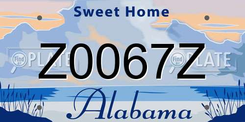 Z0067Z Alabama License Plate