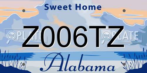 Z006TZ Alabama License Plate