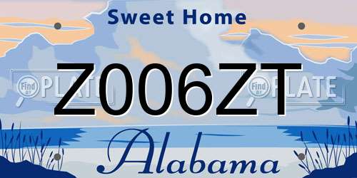 Z006ZT Alabama License Plate