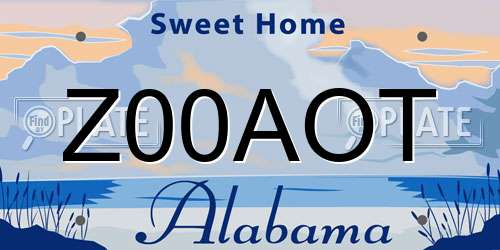 Z00AOT Alabama License Plate