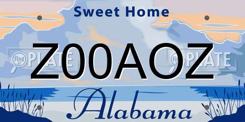 Z00AOZ Alabama License Plate