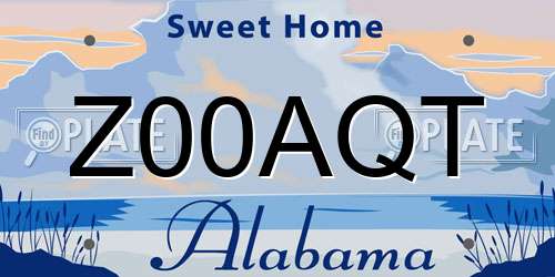Z00AQT Alabama License Plate