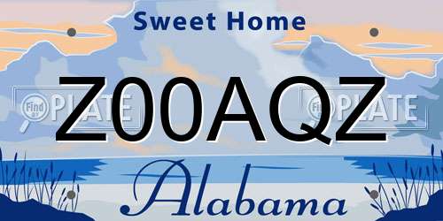 Z00AQZ Alabama License Plate