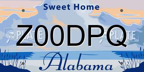 Z00DPQ Alabama License Plate