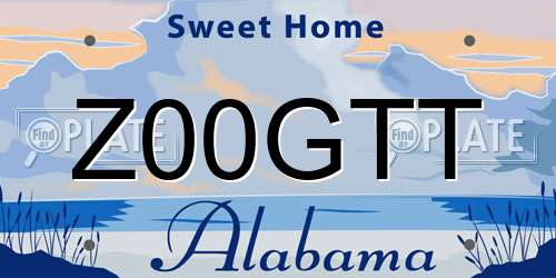 Z00GTT Alabama License Plate