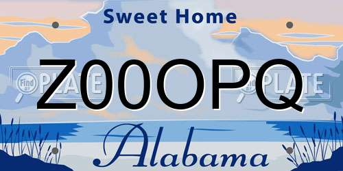 Z00OPQ Alabama License Plate