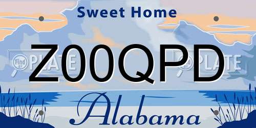 Z00QPD Alabama License Plate
