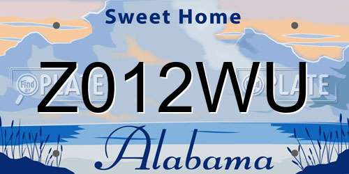 Z012WU Alabama License Plate