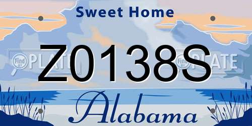 Z0138S Alabama License Plate