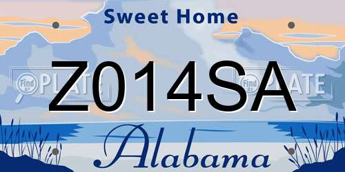 Z014SA Alabama License Plate