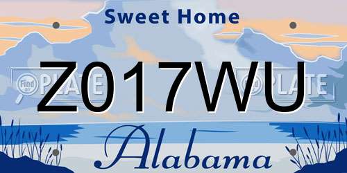 Z017WU Alabama License Plate