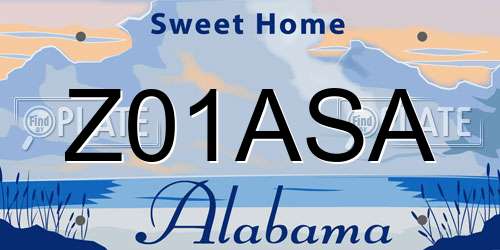Z01ASA Alabama License Plate