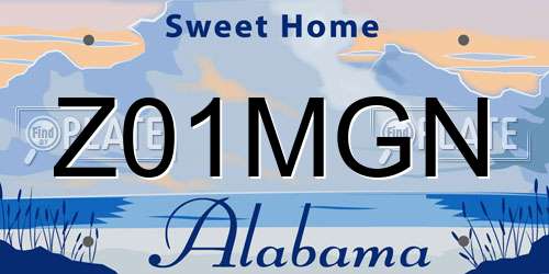 Z01MGN Alabama License Plate