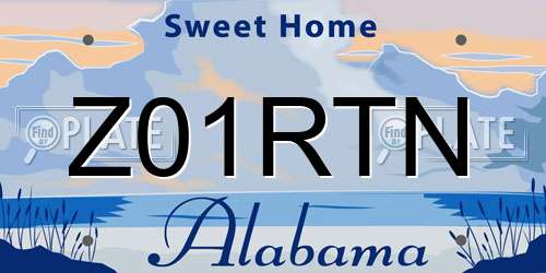 Z01RTN Alabama License Plate