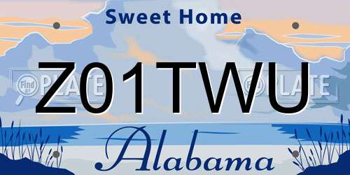 Z01TWU Alabama License Plate
