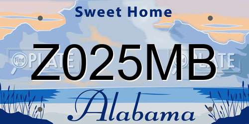 Z025MB Alabama License Plate