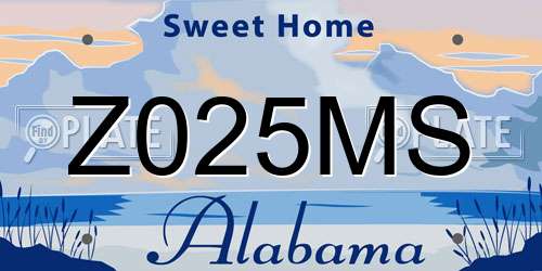 Z025MS Alabama License Plate