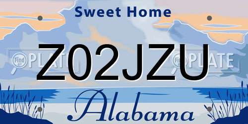 Z02JZU Alabama License Plate