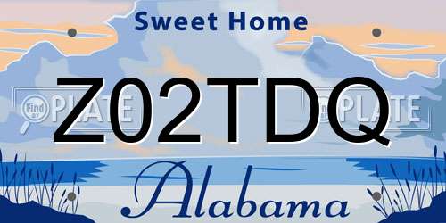 Z02TDQ Alabama License Plate
