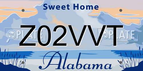Z02VVT Alabama License Plate