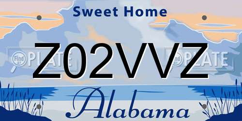 Z02VVZ Alabama License Plate