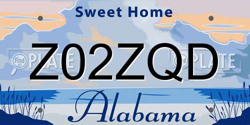 Z02ZQD Alabama License Plate