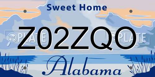 Z02ZQO Alabama License Plate