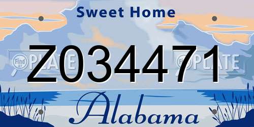 Z034471 Alabama License Plate