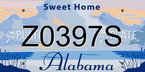 Z0397S Alabama License Plate