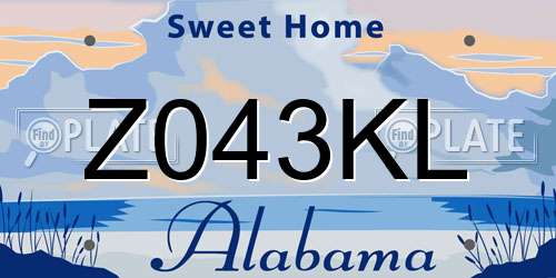 Z043KL Alabama License Plate