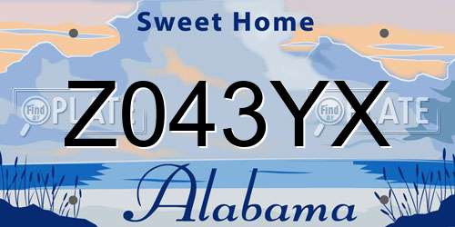 Z043YX Alabama License Plate